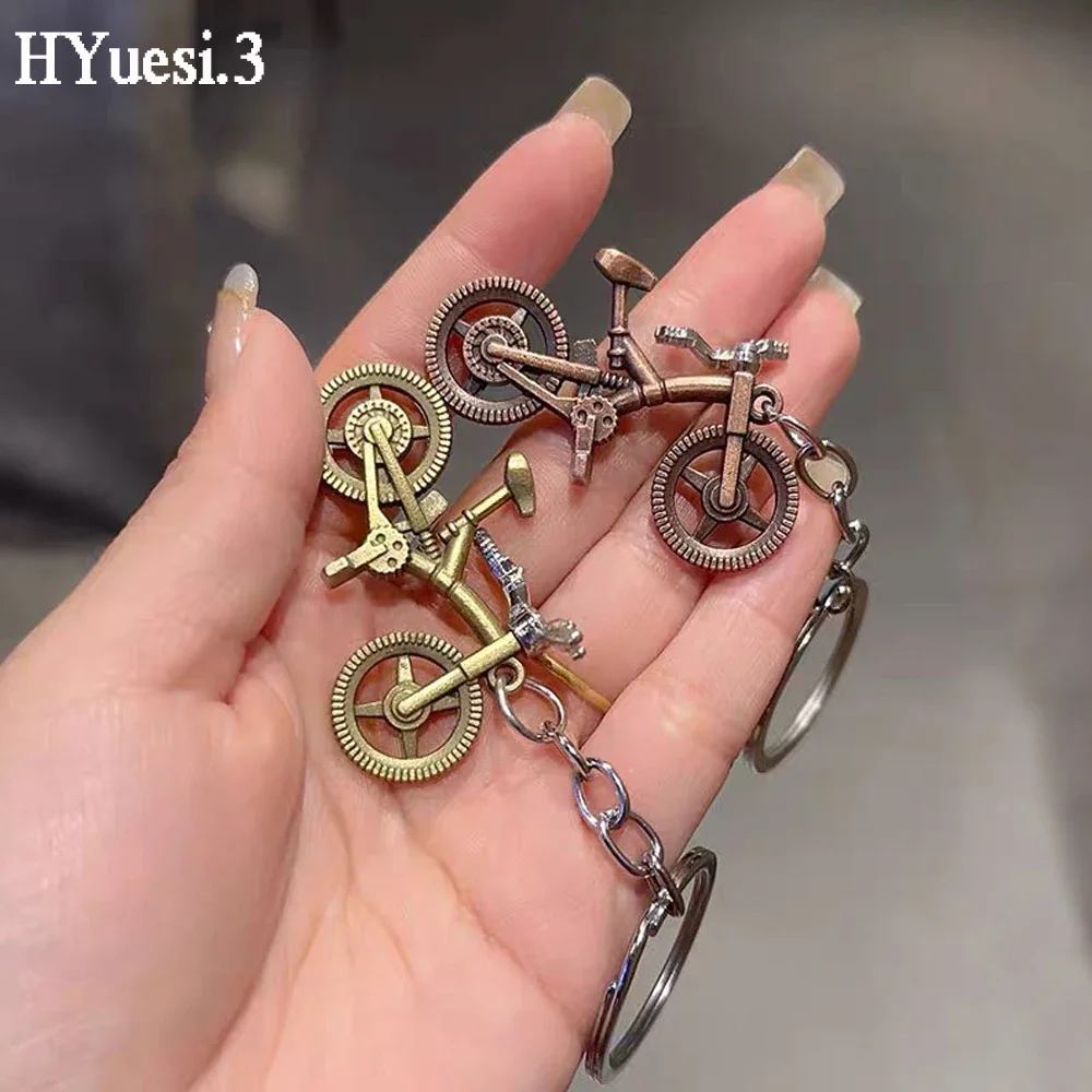 Vintage Simulation Bicycle Keychain Unisex Mini Metal Bike Shaped Keyring For Cycling Lovers Friendship Gifts Bag Accessories