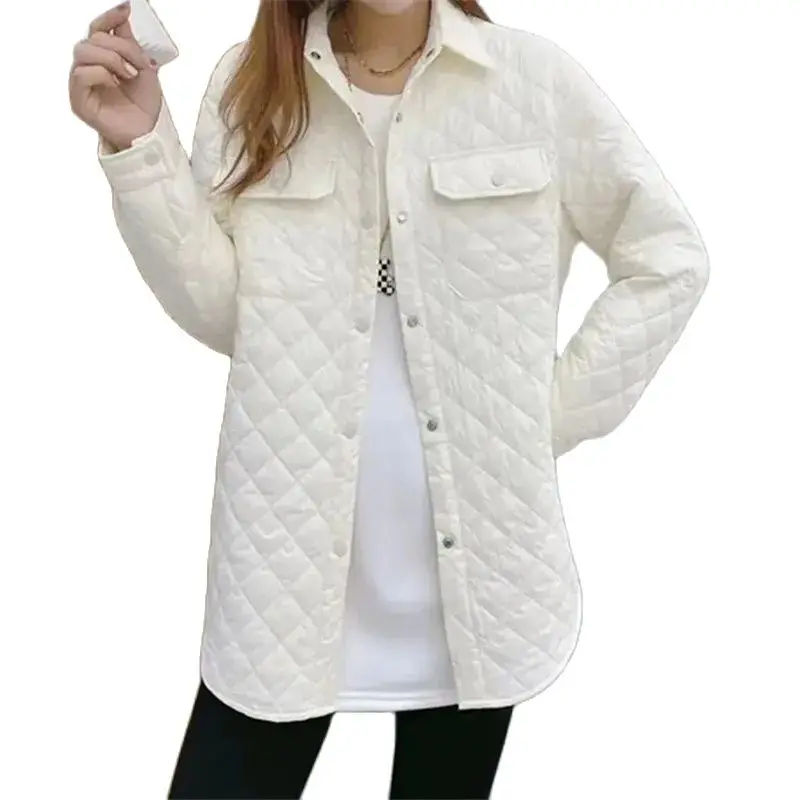Chaqueta versátil de algodón para mujer, abrigo informal a la moda, color verde, blanco, negro y morado, Primavera, otoño e invierno, novedad de 2024