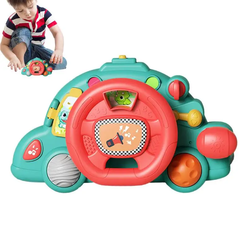 Steering Wheel Toy Electric Simulation Steering Wheel Toy With Light Sound Kids Early Educational Stroller Steering Wheel Toys