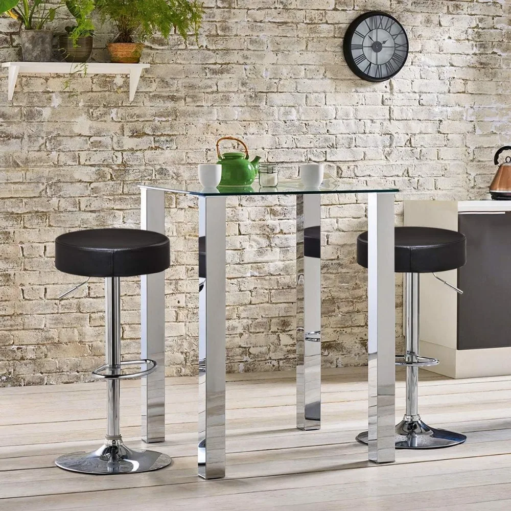 COSTWAY Bar Stools Set of 2, Modern Swivel Backless Round Barstool, PU Leather Armless bar Chair with Height Adjustable