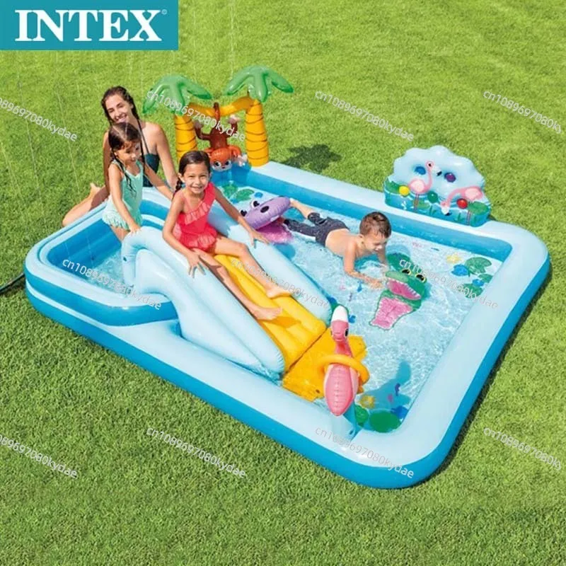 

Suitable for Crocodile Garden Water Slide Inflatable Pool Play Pool Children's Family Swimming Ocean Ball Pool