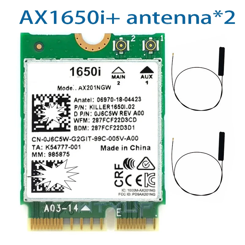 Killer 1650i AX ثنائي النطاق 2.4Gbps لاسلكي AX201 Wifi6 بطاقة AX1650i X201NGW 802.11AX/A/B/G/N BT 5.0 كمبيوتر محمول لنظام التشغيل Windows 10