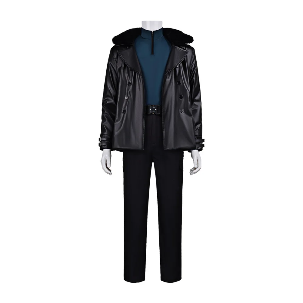 Horror Movie Resident Evil Cosplay Costume Leon Kennedy Full Set Coat Belt and Wig Game Outfit for Comic Con Halloween Role Play