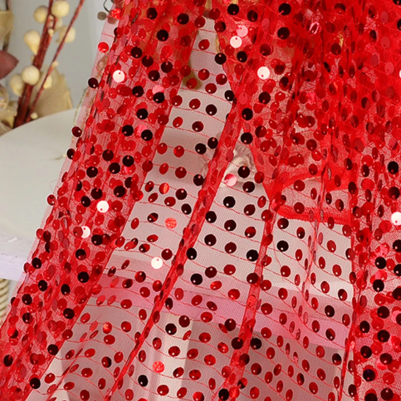 9 Mm Sequin Mesh Fabric for Diy Dress Wedding Stage Background Decoration Fabrics Diy Sewing Material Apparel