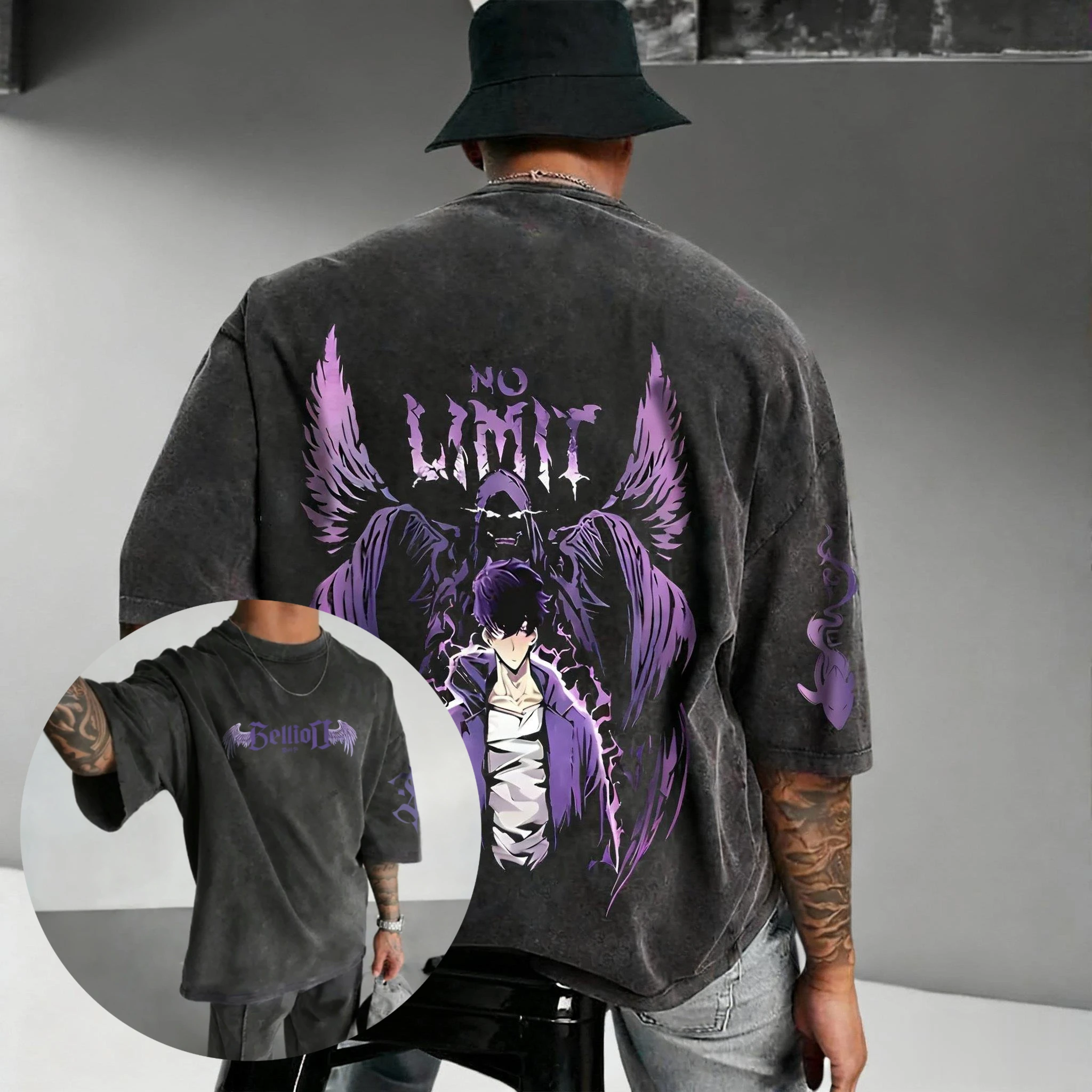 

Solo Leveling Anime Print Vintage Washed T Shirt Men Women Cotton Short Sleeve Tee Streetwear Casual Tops 2025 Summer ​Harajuku