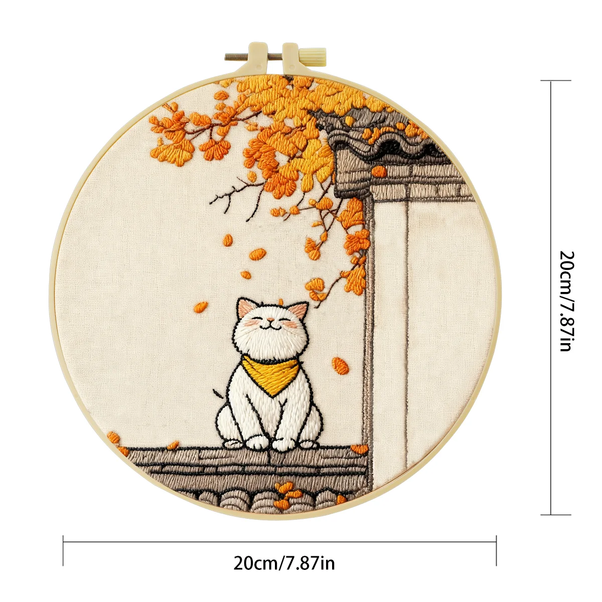 1 Stück 20X20CM/15X15CM 7,87/6,3 Zoll Katzen-Stickerei-Starter-Kit DIY-Kit DIY-Stickerei-Set für Anfänger Heimdekoration – Detail 4
