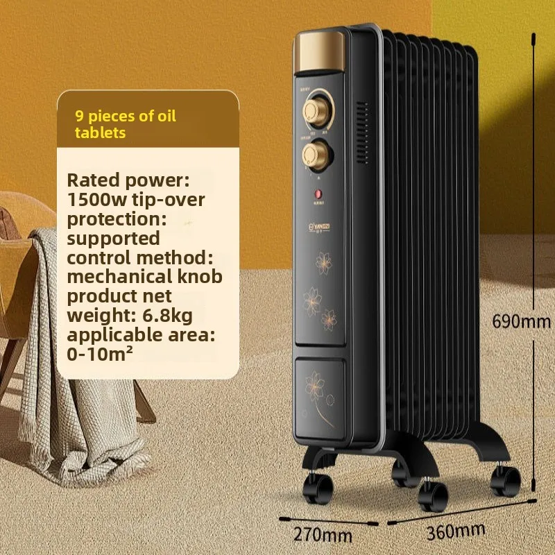 Ölgefüllter Heizkörper für Zuhause, energieeffiziente elektrische Heizeinheit mit 3-stufiger Temperaturregelung, leiser Betrieb