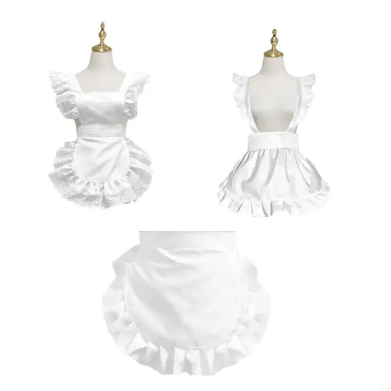 

Maid Costume Apron Ruffled Waist Apron for Women Halloween Cosplay Adjustable Kitchen Cooking Apron for Cooking Baking