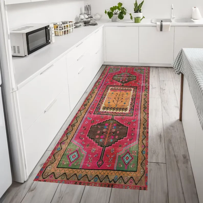 3D Cube Runner Rug Geometric Abstract Block Vibrant Pattern Multicolor Contemporary Hallway Decor Home Carpet