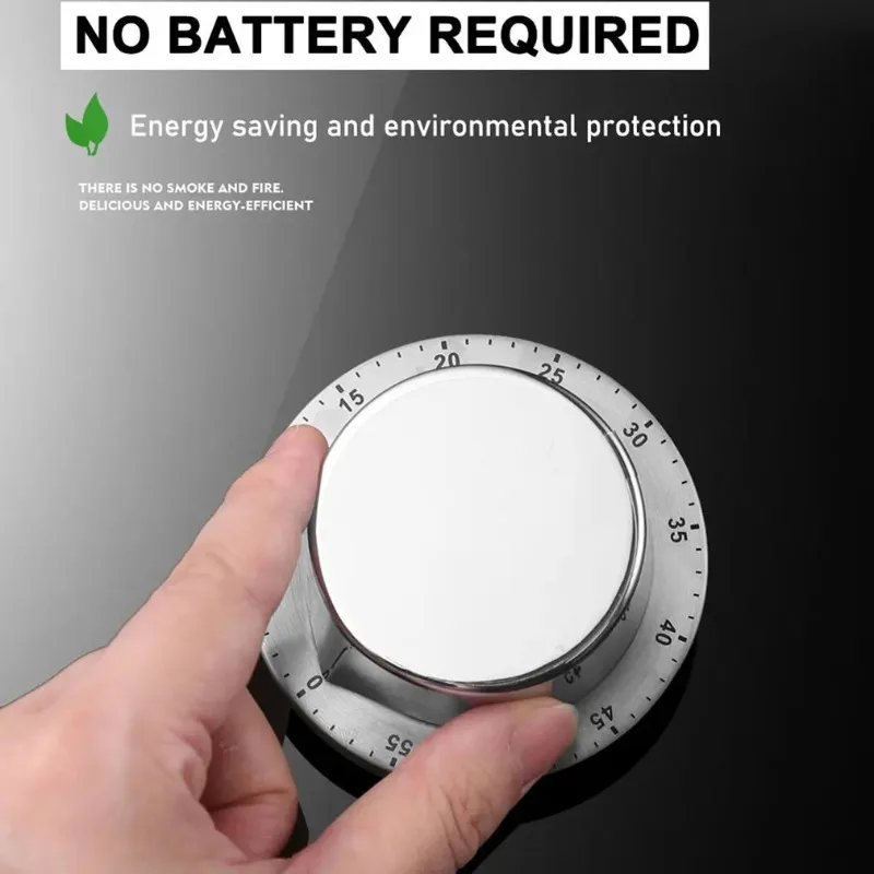 Stainless Steel Timer Magnetic Kitchen Timer Baking Reminder for Learning Time Management Mechanical Alarm Clock