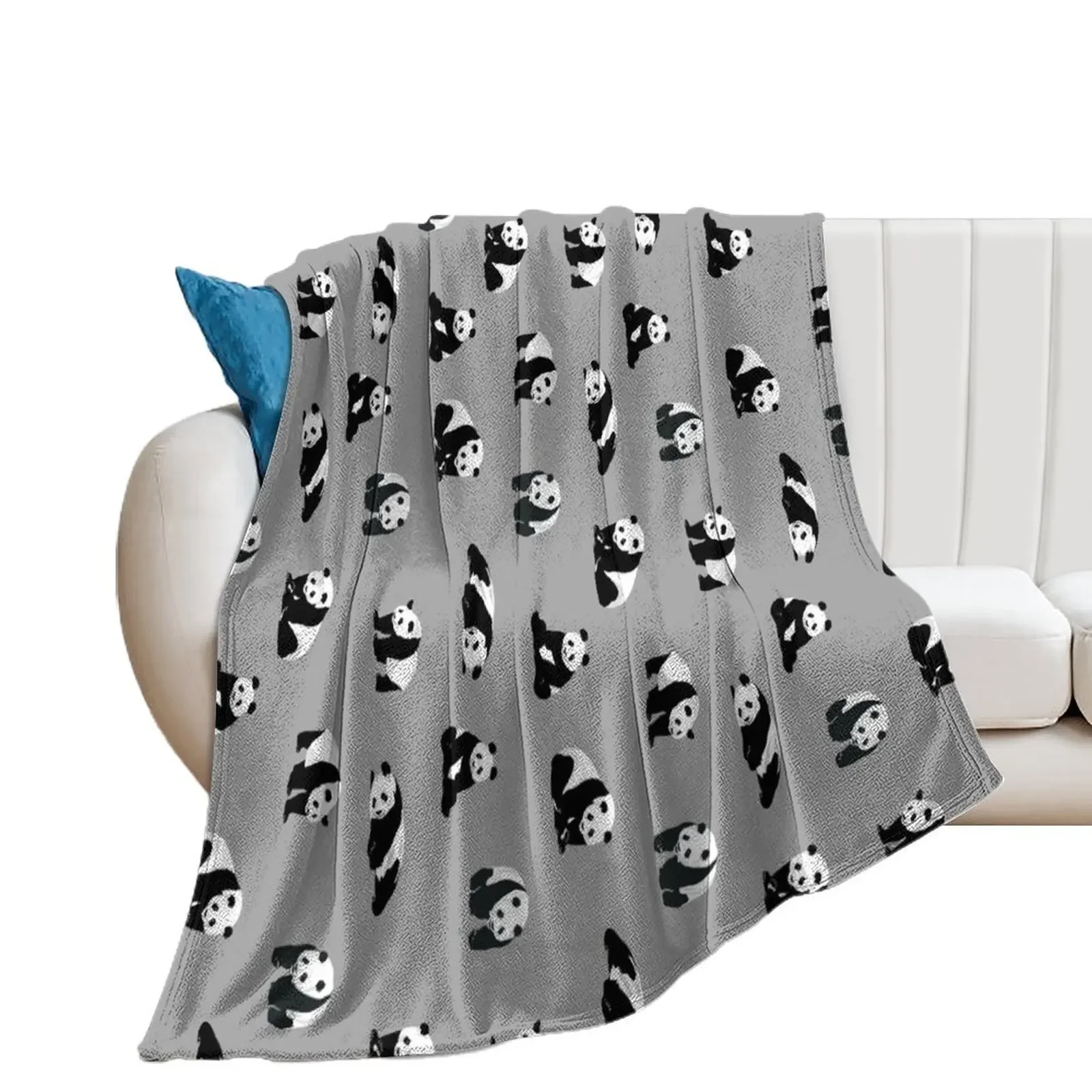 

Pandas on Grey Throw Blanket Picnic warm for winter Blankets