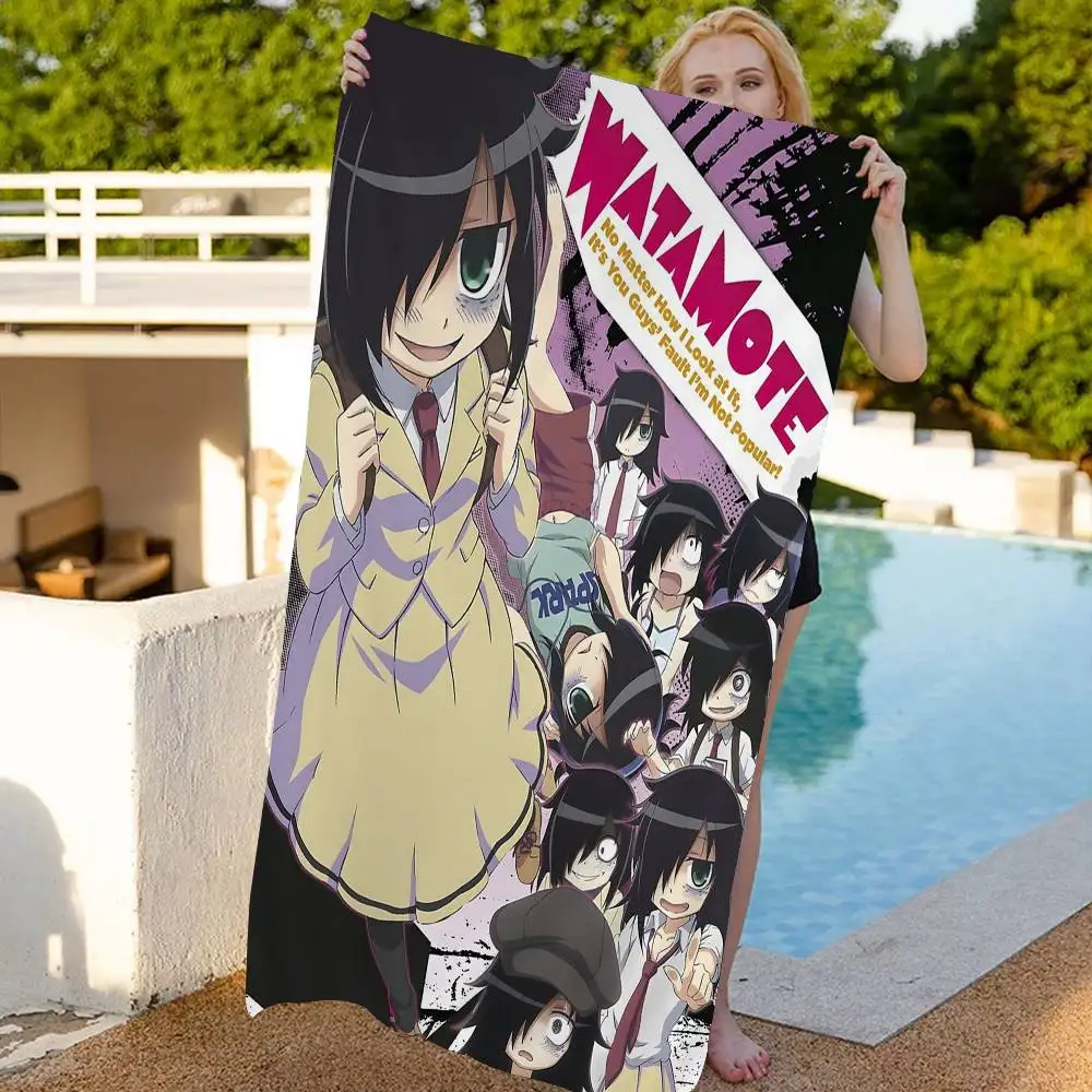 Anime W-Watamote Kuroki Tomoko Microfiber Blanket Quick Drying Beach Towels Oversized Printing Super Absorbent Pool Towel