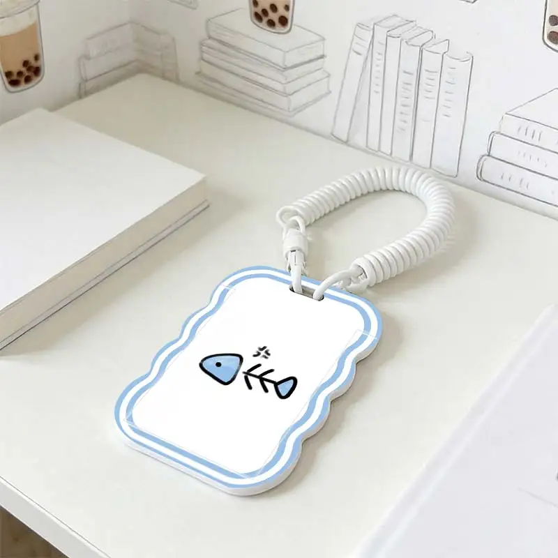 Card Sleeve for Student Bus/Meal Card Protection Case Kpop Photocard Holder Stretchable Spring Cord Photo Protector
