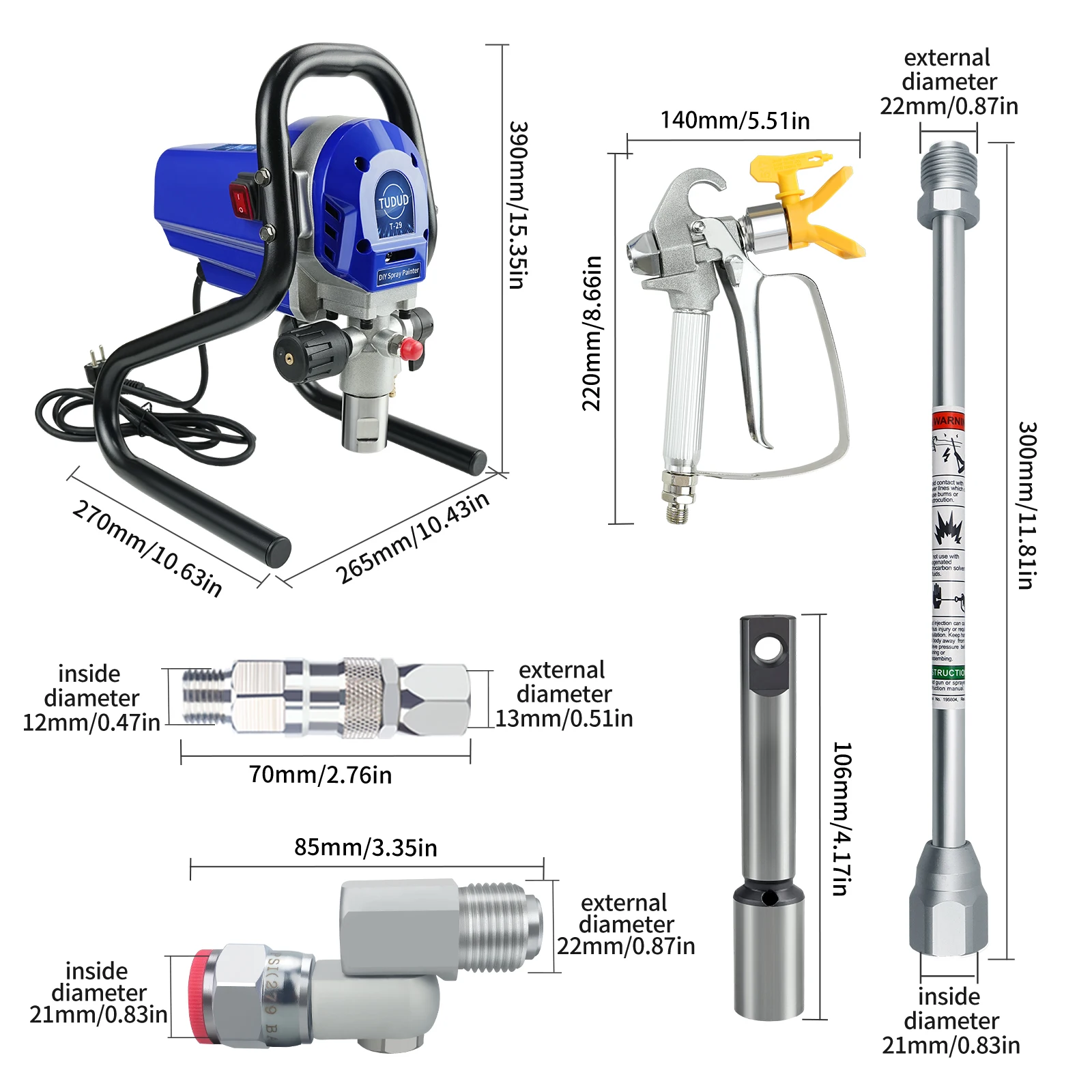 750W High-pressure Airless Sprayer Electric Paint Spraying Machine Painting Tool for Home Exterior Interior Furniture Fence