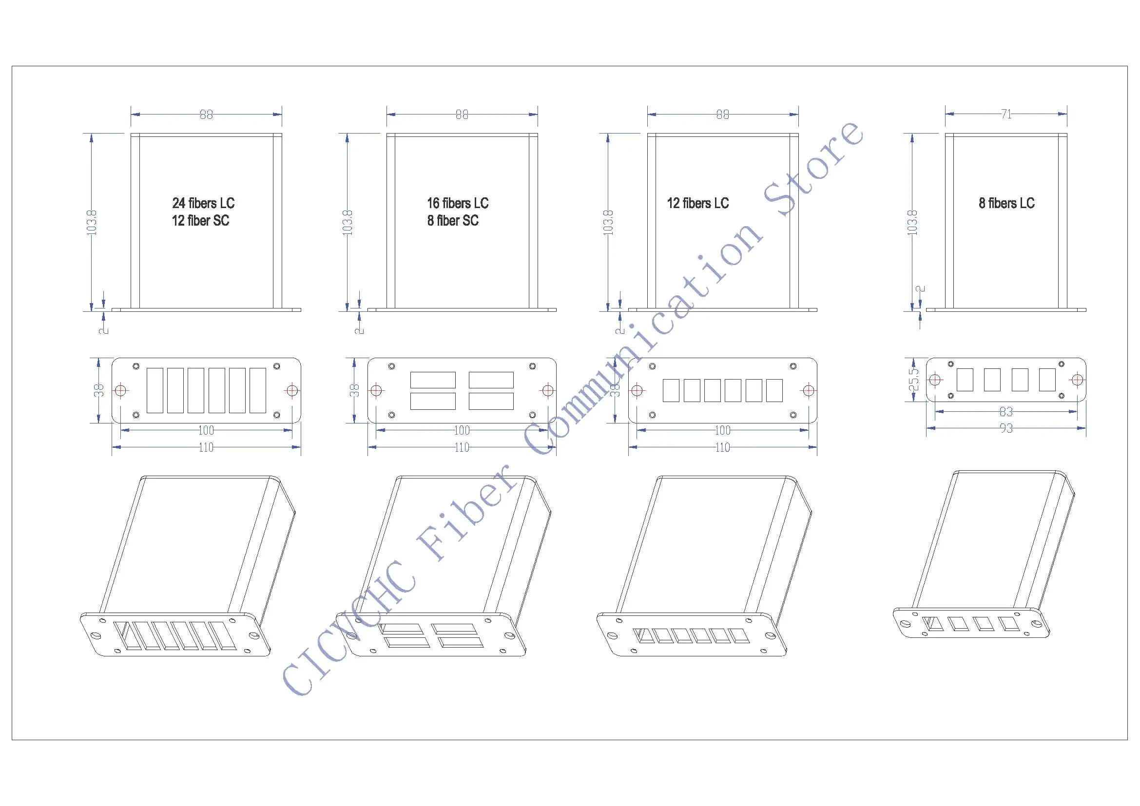 12 Fibers MPO/UPC-LC-System-Method A-Multimode OM3, OM4-10m to 50m