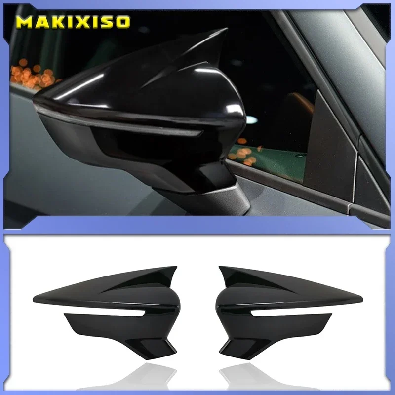 

2 Pieces High Quality ABS Plastic Bat Style Mirror Covers Caps RearView Cover Piano Black For Seat Leon MK3 MK3.5 2013-2019