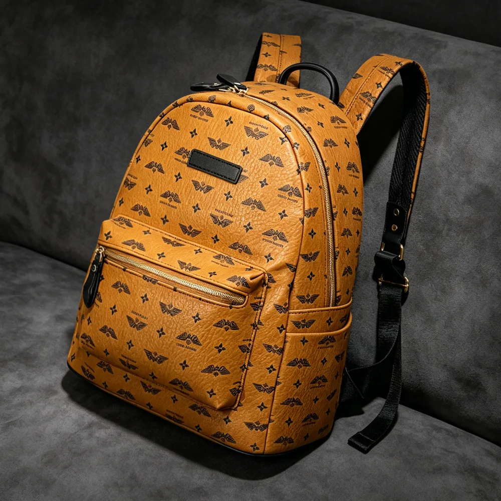 Luxuriöse Design-Rucksäcke für Herren, große Reisetaschen, Business-Laptop-Rucksäcke, modische Rucksäcke mit Printmuster, Leder-Rucksäcke, Unisex. – Detail 2
