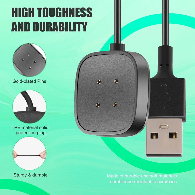 2Pack 3.3 FT Charger Cable USB Charging Dock For Fitbit Sense/Versa 3 Smartwatch