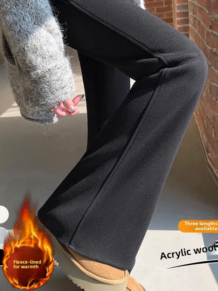 

Женские широкие брюки с высокой талией из ацетатной шерсти, свободные повседневные длинные брюки, осенне-зимняя новинка, маленький размер, широкие штанины, длина в пол