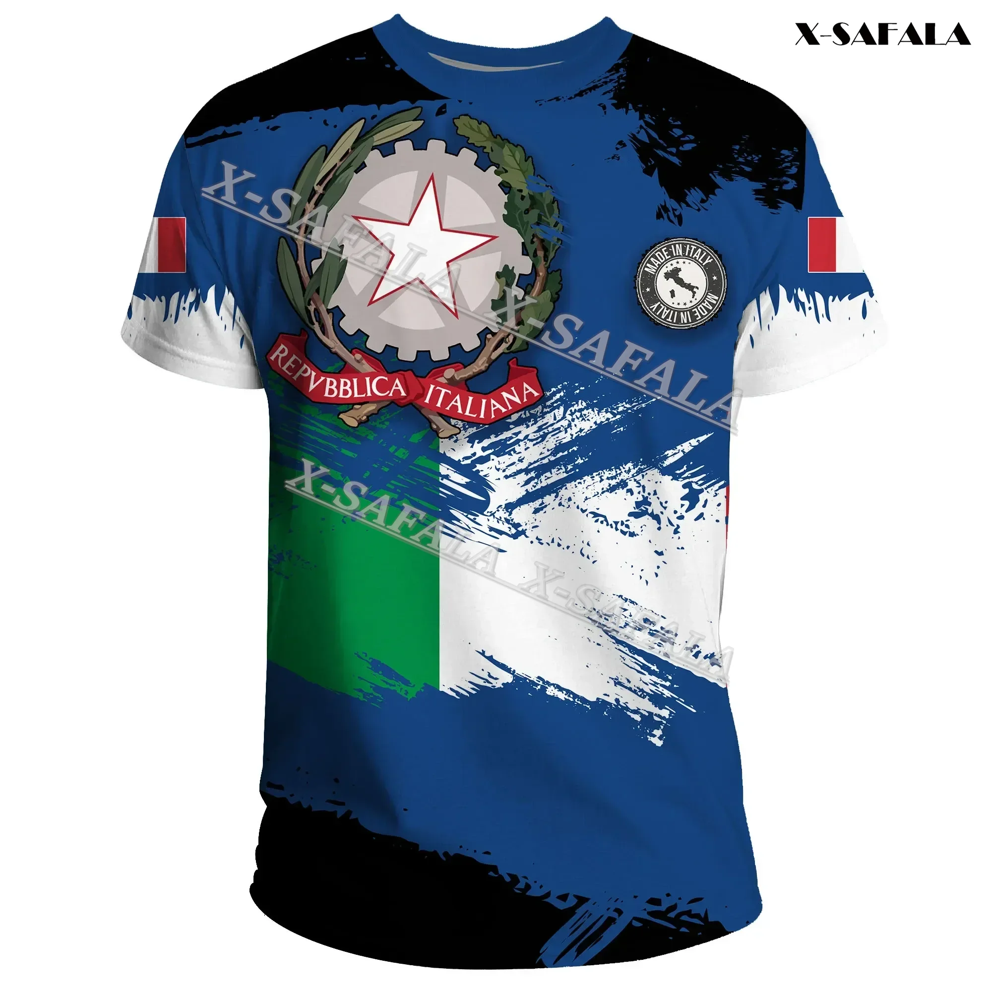 Italy Venezuela Yemen Switzerland Portugal Flag Brush Style 3D Print T-shirt O-Neck Men Tee Breathable Top Material Milk Silk