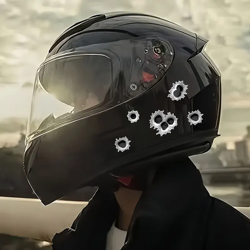

Realistic Bullet Hole Vinyl Decals, Waterproof Self Adhesive Stickers for Motorcycle Fuel Tank, Helmet, Car Window and Mirror