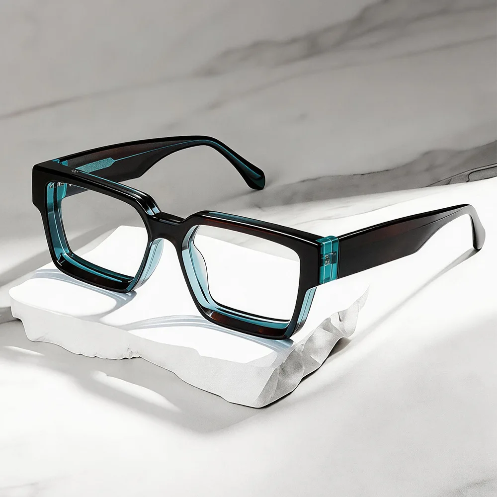 

Модные толстые квадратные очки из ацетата для мужчин и женщин, оптические, с диоптриями, на заказ, для коррекции близорукости, для чтения, с защитой от синего света