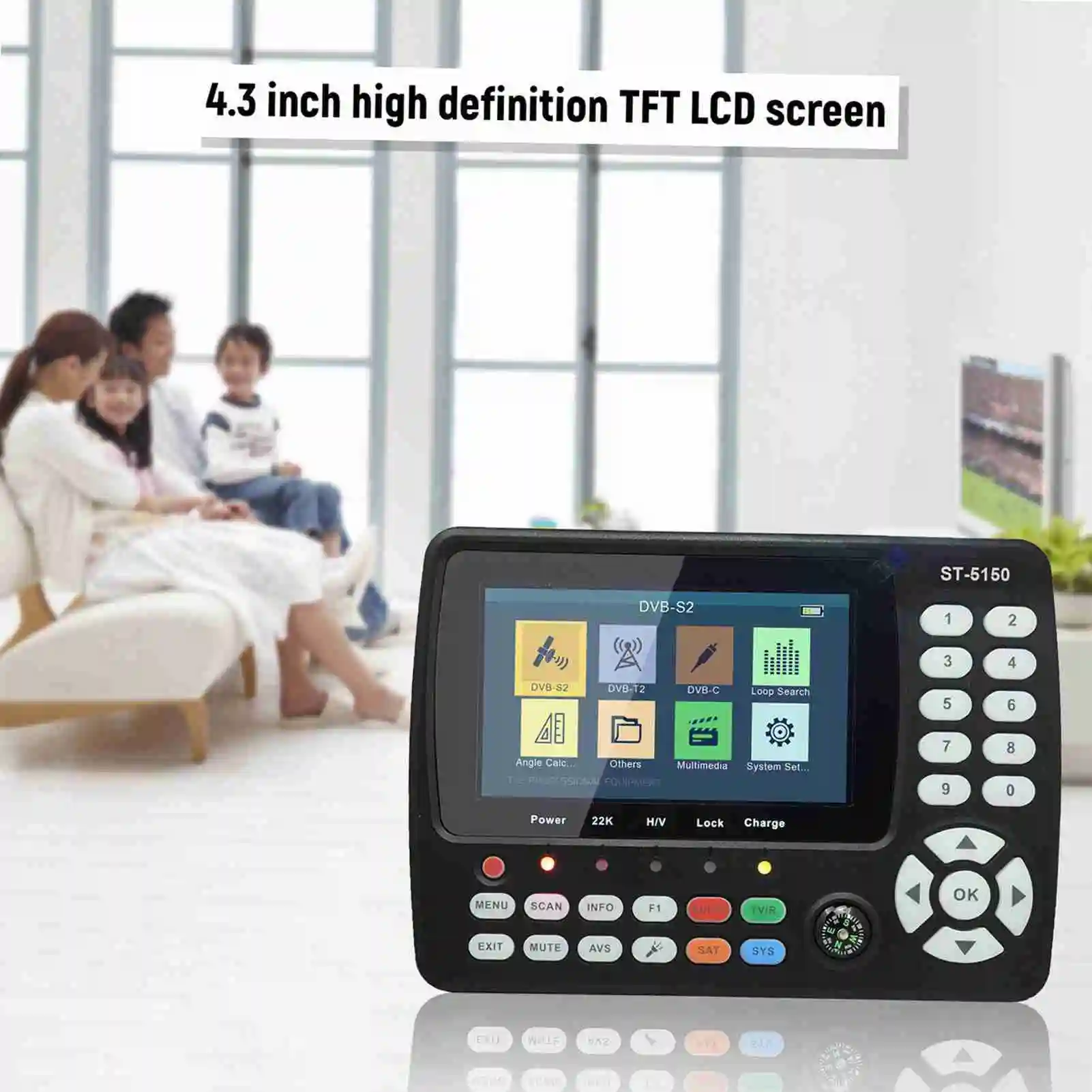 ST-5150 DVB-S2/T2/C COMBO HD Satellite TV Signal Finder Digital Handheld Signal Meter Satellite Finder H.265 HEVC MPEG-4 4.3 Inc