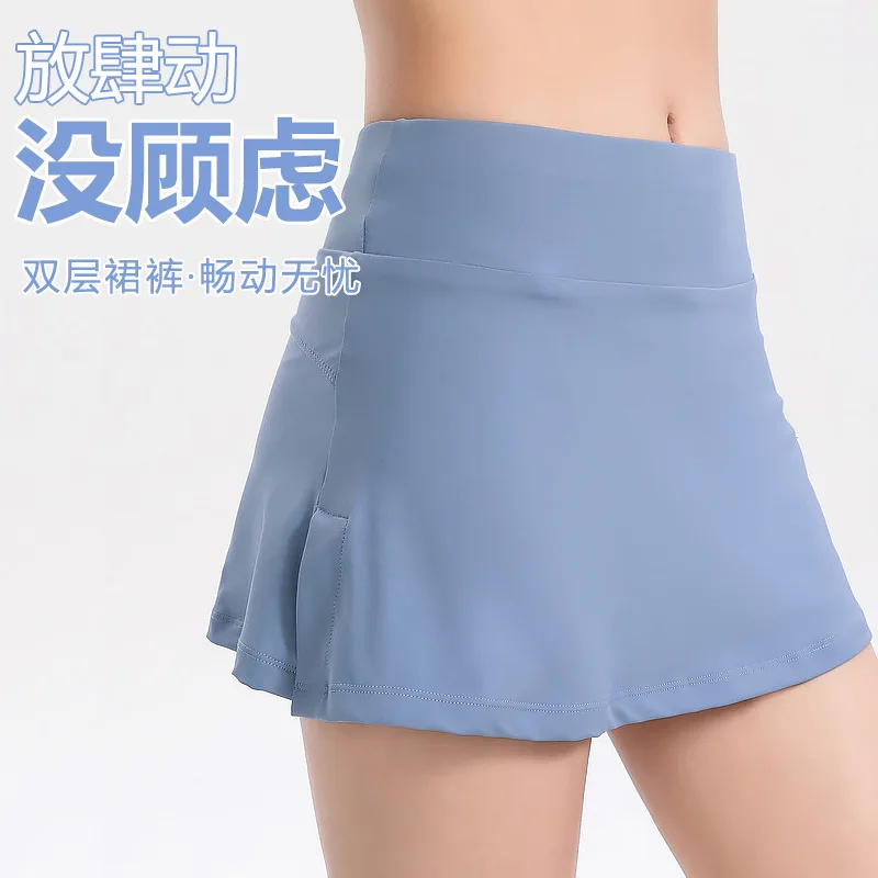 Cross-Border Fake Two-Piece  For Women, Elastic Quick-Dry Running Yoga  Anti-Exposure High-Waist Fitness