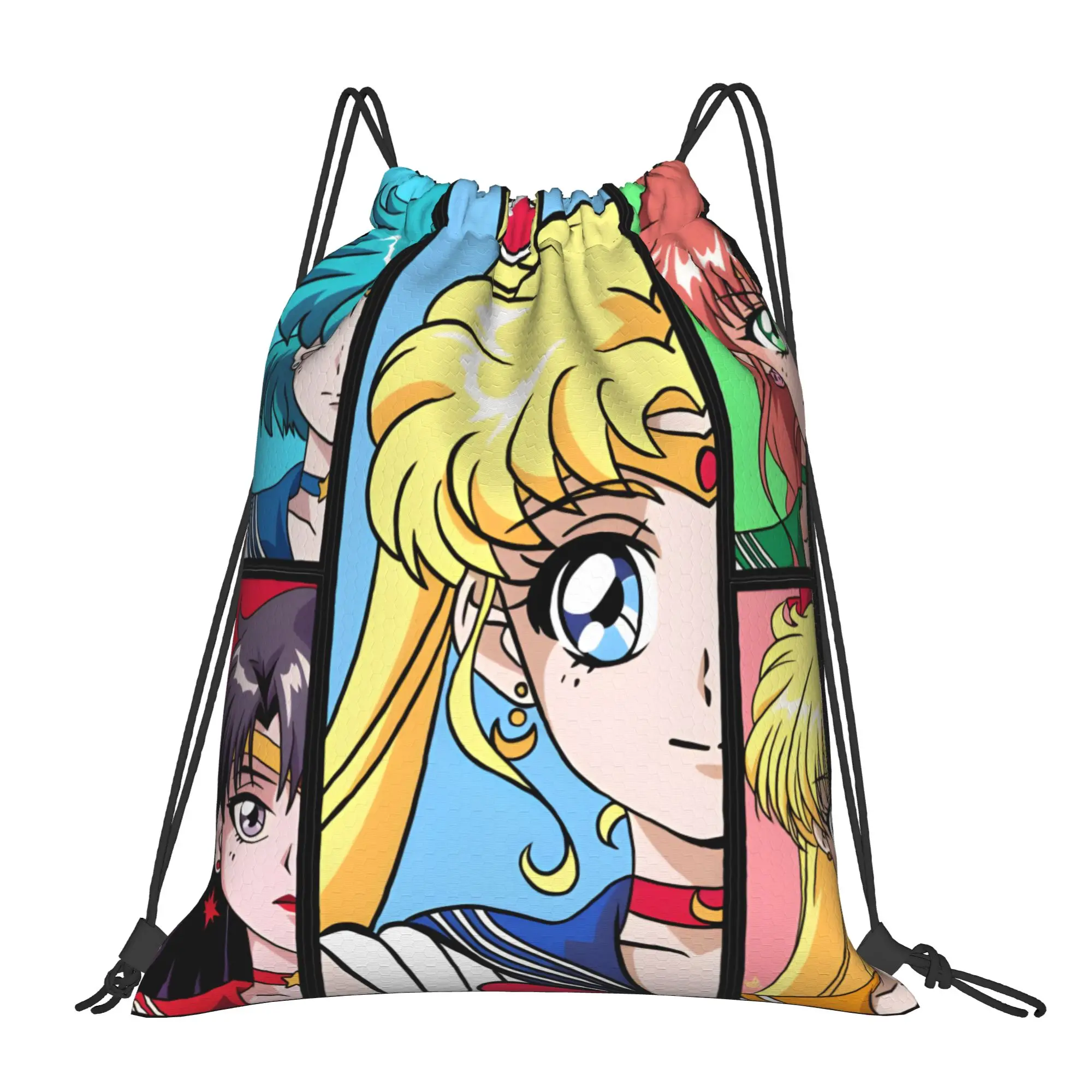 1 pc Sailor Senshi Collage Sailor Moon Kawaii Drawstring Bags Gym Shoe Clothes Storage Multi-function Teen Portable