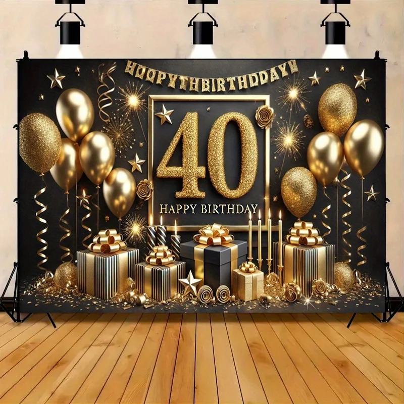Luxuriöses Partybanner zum 40. Geburtstag für Innen- und Außenveranstaltungen, Haus, Garten, Feiertagsdekoration – S