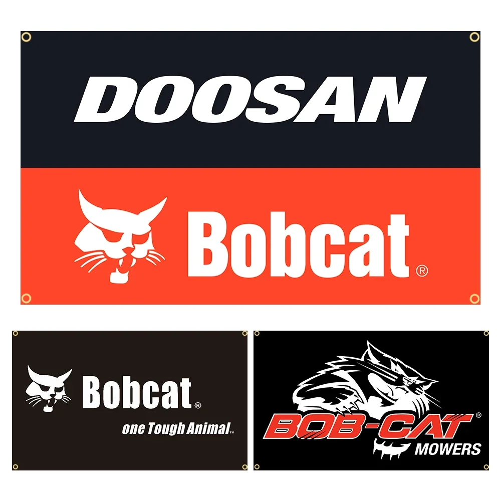 90x150cm Bobcats One Tough Aniaml Excavator And Mowers Flag Polyester Printed Garage Decoration Banner Jemony