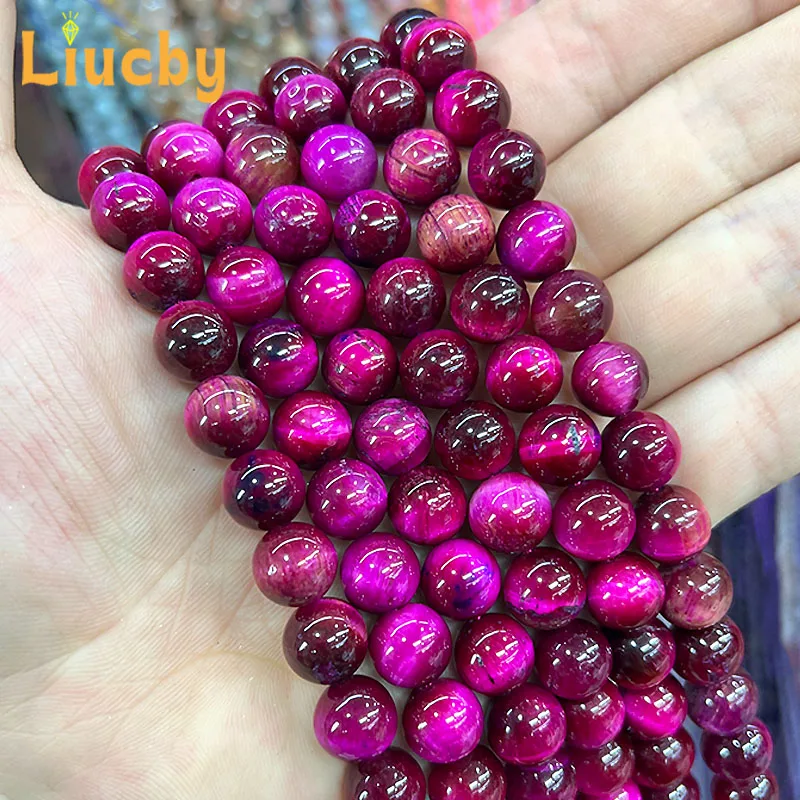 Natural Stone Mixed color Rose red tiger's-eye Round Beads DIY Accessories keychain For Jewelry Making 15