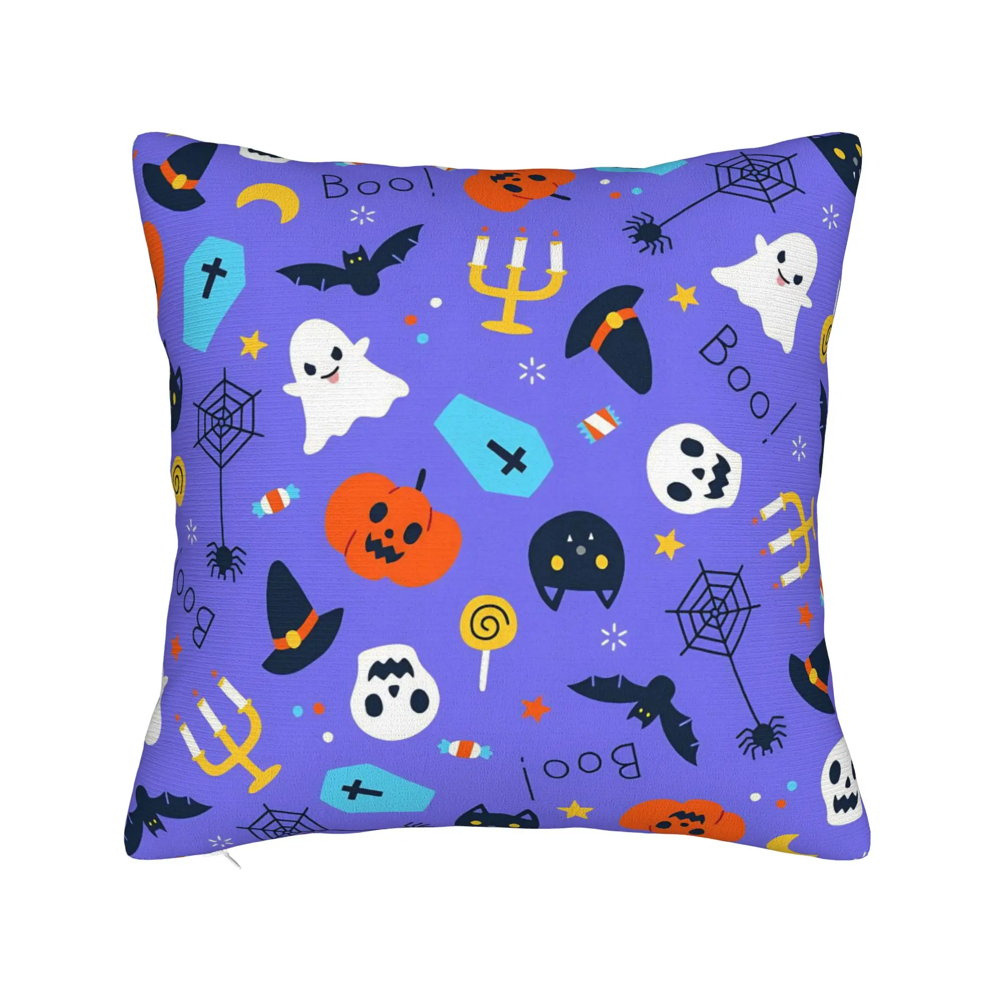 Halloween Bats Pumkin Skull Square Pillow Covers Polyester Room  Cushion Case Funny Decorative Pillowcase 40*40