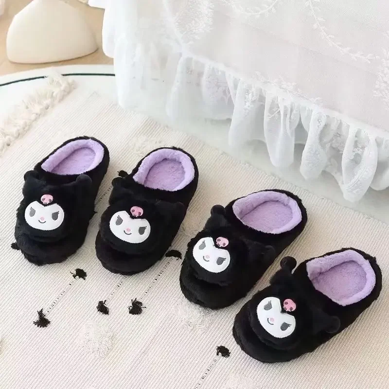 Sanrio Kuromi Pochacco Kawaii cotton slippers for women autumn and winter home cotton shoes students cartoon plush warm shoes