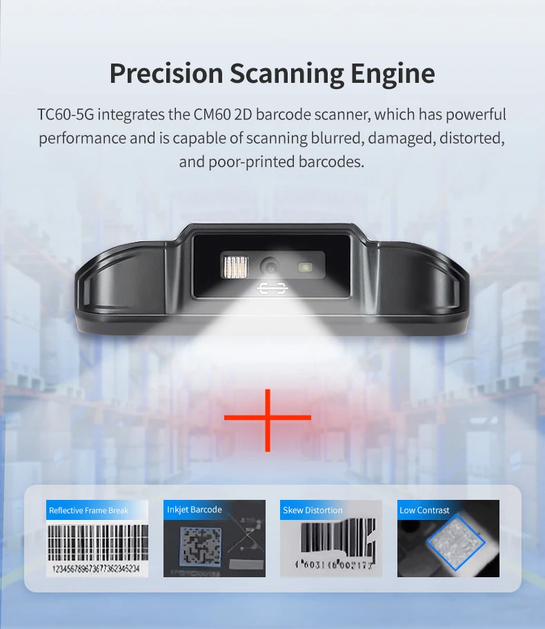 Scanner de codes-barres WiFi6 5G, Android 15 4 + 64G, PDA portable, IP67, 6 pouces, FHD, 1080x2160, prise en charge de l'écran, numérisation NFC et OCR