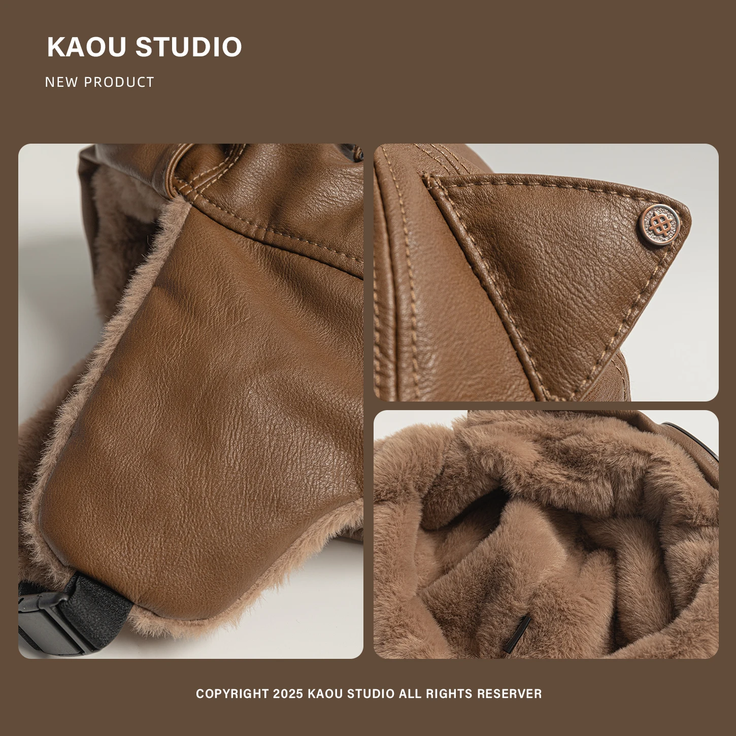 Occhiali da sole con orecchie di gatto in pelle PU Berretto da pilota fresco Berretto da equitazione antivento in pile invernale da donna Cappello bomber da sci per famiglia