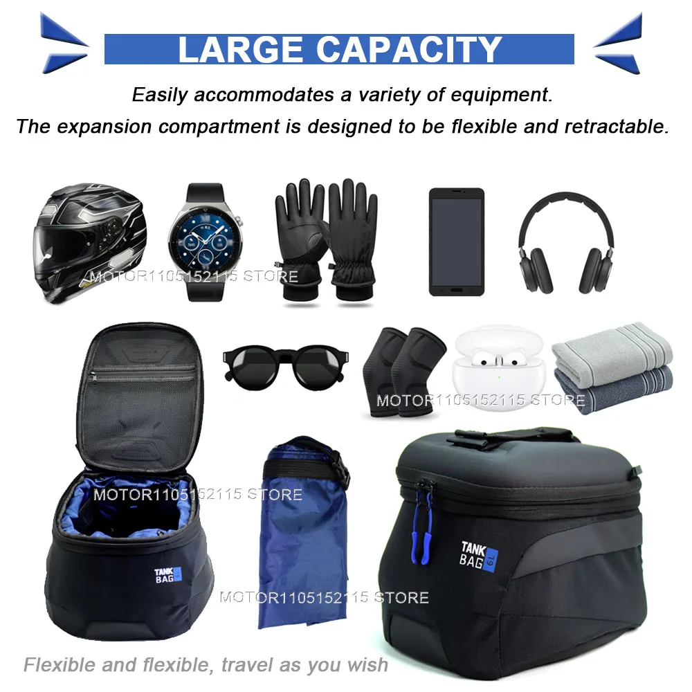 New For Suzuki V-Strom 650 1000 1050 /xT Buckle Magnetic Motorcycle Tank Bag Waterproof Tool Bag Universal Black view 3