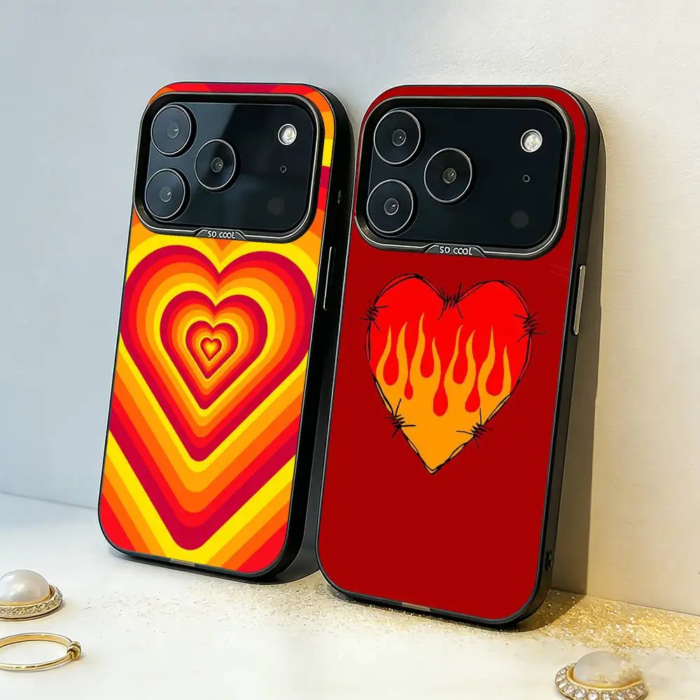 

Hot Heart Blaze Collection Phone Case For iPhone17,16,15,14,13,12,11,Pro,MAX Gray Matte Silicone Black Cover