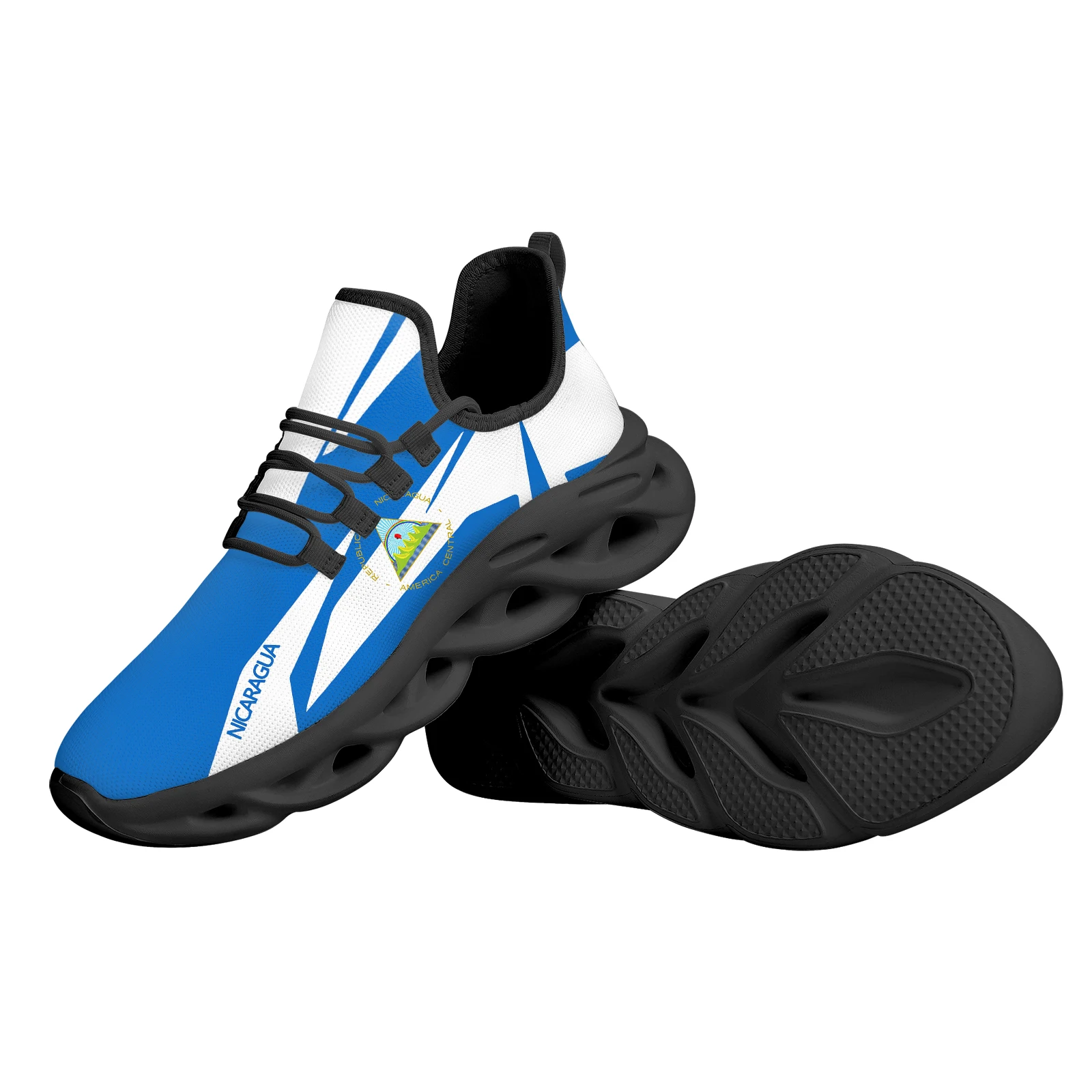 Classic Nicaragua Flag Design Soft Sole Sneakers Adult Non-Slip High Quality Platform Lace Up Shoes Street Trend Casual Shoes