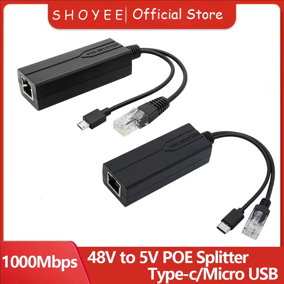 

Разветвитель POE 48 В до 5 В Micro USB tpye-C 100 м/1000 м POE камера инжектор питания для Huawei Hikvision