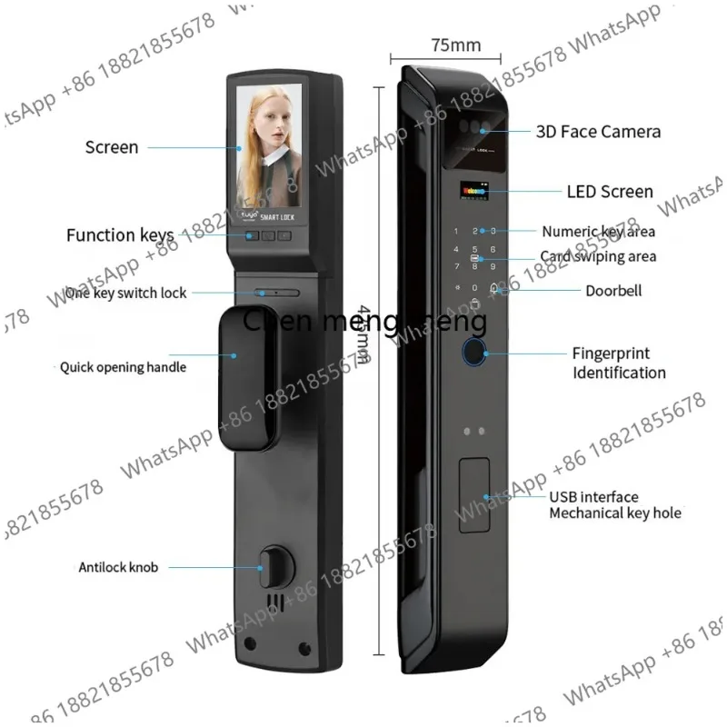 Face Recognition Biometric Fingerprint Smart Door Lock Video Intercom Tuya Wifi Digital Locks