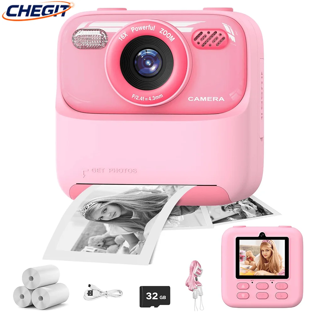 子供用デジタルカメラ写真撮影インスタントカメラ1080P HDデュアルレンズ子供用ビデオレコーダーおもちゃ女の子男の子用最高の誕生日プレゼント