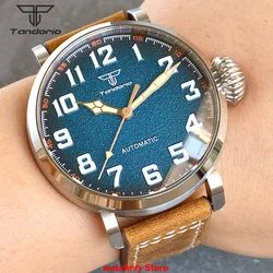 46.5mm Stainless Steel Case NH35A PT5000 Watches Men Vintage Pilot Watch 100m Diver Sapphire Glass Luminous Dial Leather