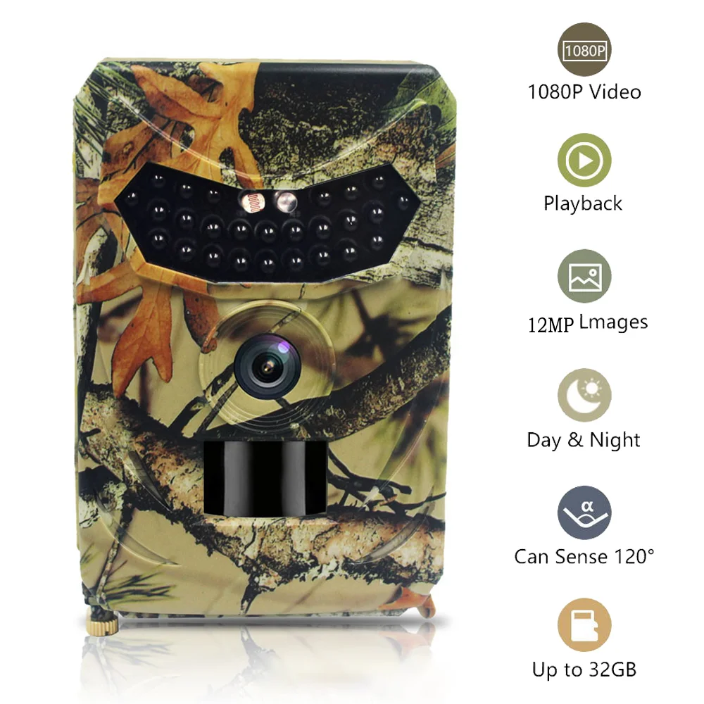 PR100 Trail Camera 940nm Night Vision Infrared LED Hunting Type 12MP Waterproof Wildlife Video Shooting Night Photo Traps Camera