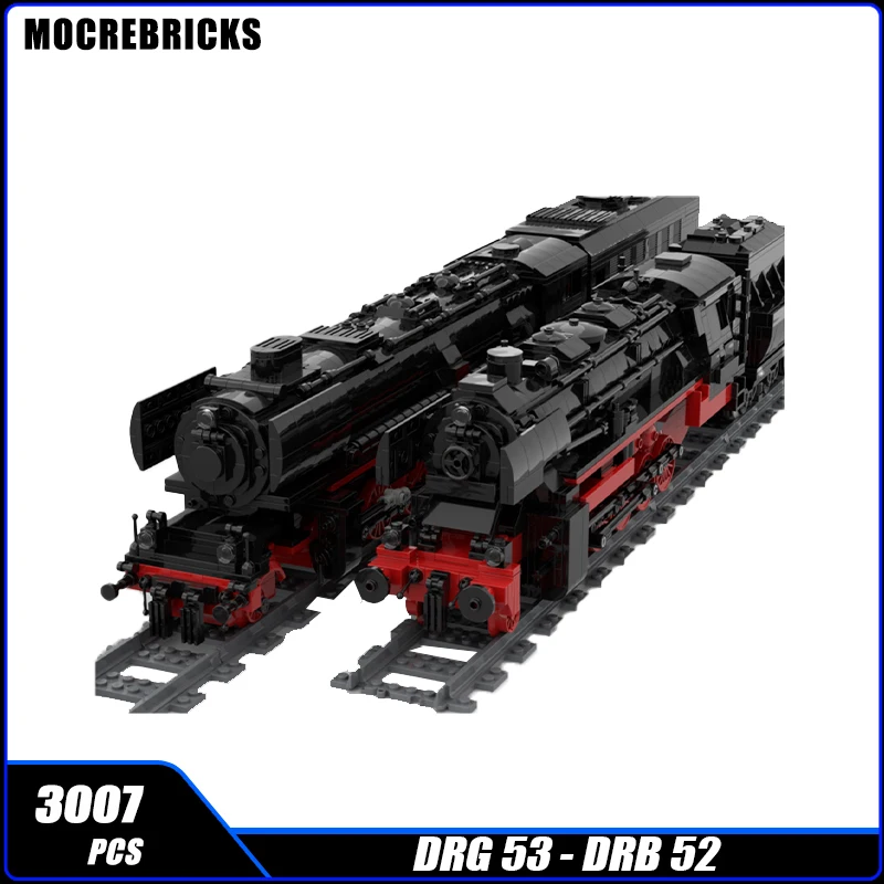 WW2 Railway German Steam Locomotive Building Block DRG 53/DRB 52/DBR 53 with Motor Train Model Technology Brick Toy Kid Gifts