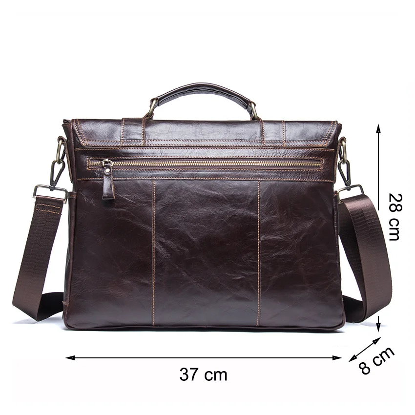 Men's Briefcase Genuine Leather Business Handbag Laptop Casual Large Shoulder Bag Vintage Messenger Bags Luxury Bolsas