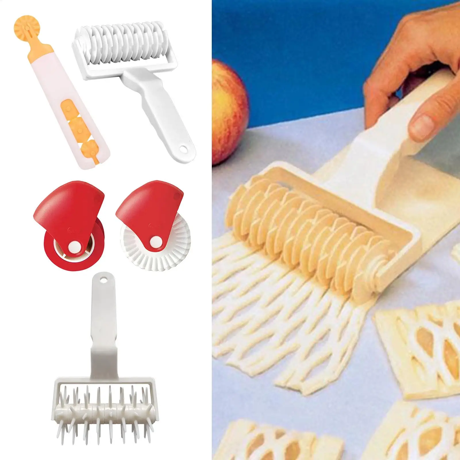 1pcs Multifunctional Kitchen Gadget Dough Roller Cutter with Handle Suitable for Pie Pizza Manual Twist Wheel Pasta Cutter