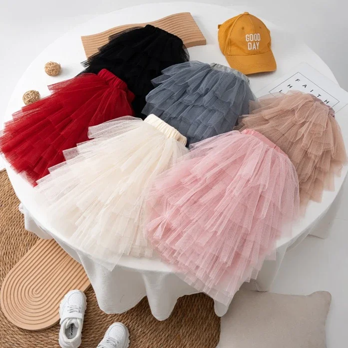 Girls Skirt 2026 Spring And Autumn New Childrens Clothes Girls Baby Fashion Sweet Net Yarn Princess Puffy Short Skirt Simple
