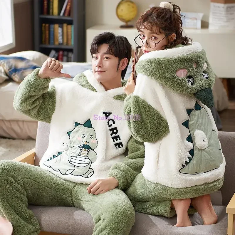 Christmas Gift Promotional Couple onesies  pajamas women and men homewear cloths set night wear thicken pajamas