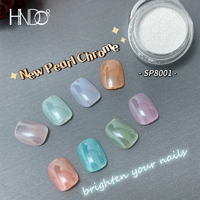 

HNDO White Pearl Powder Shell Rubbing Chrome Dust Bright Shiny Effect for Manicure DIY Nail Art Design Nails Glitter Pigment